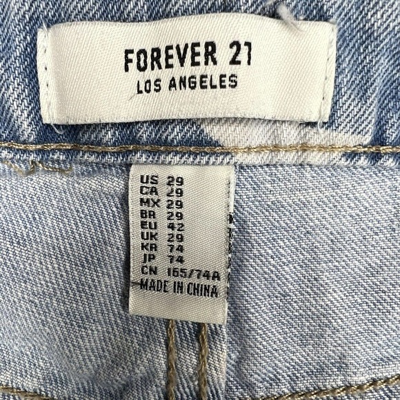 Forever 21 Blue & White Star Print Distressed Denim High-Rise CutOff Jean Shorts - Picture 7 of 10